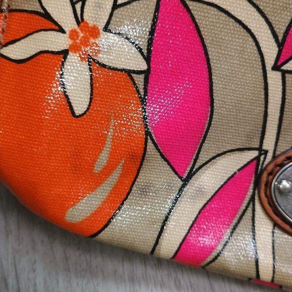 Fossil Orange Blossom Purse Shoulder Bag Floral * Flaws* - Picture 4 of 12